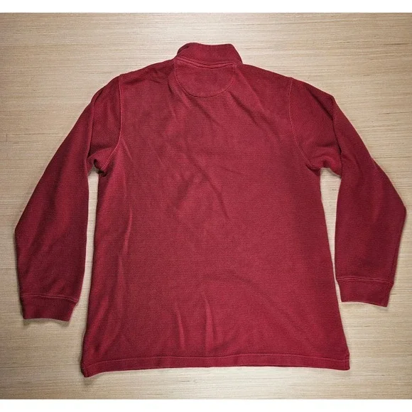 Chaps Sweater Mens M Red Pullover Crew Neck Quarter Zip Waffle Knit‎ Preppy - Picture 8 of 11